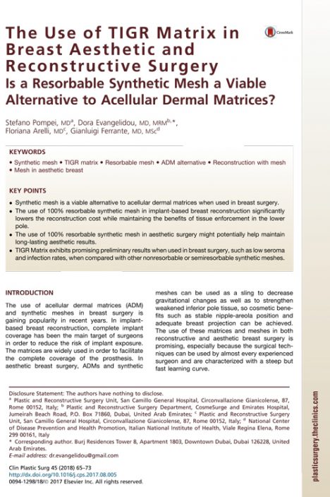 The Use of TIGR Matrix in Breast Aesthetic and Reconstructive Surgery